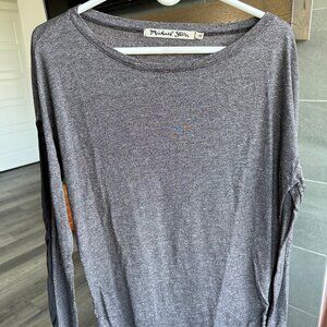 Michael Stars Grey Shirt with black mesh stripes detail on sleeves